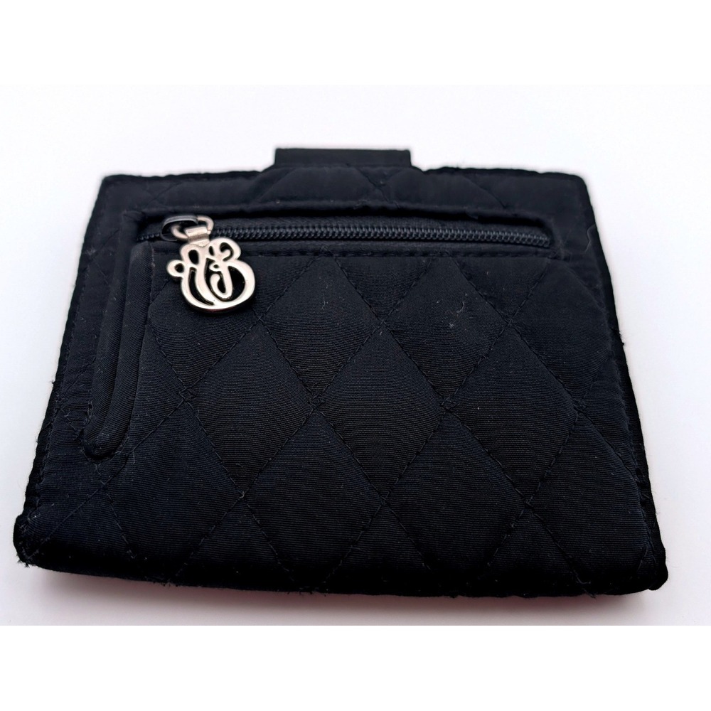 Vera Bradley Black Quilted Microfiber Bifold Wallet with ID Window & Coin Pocket